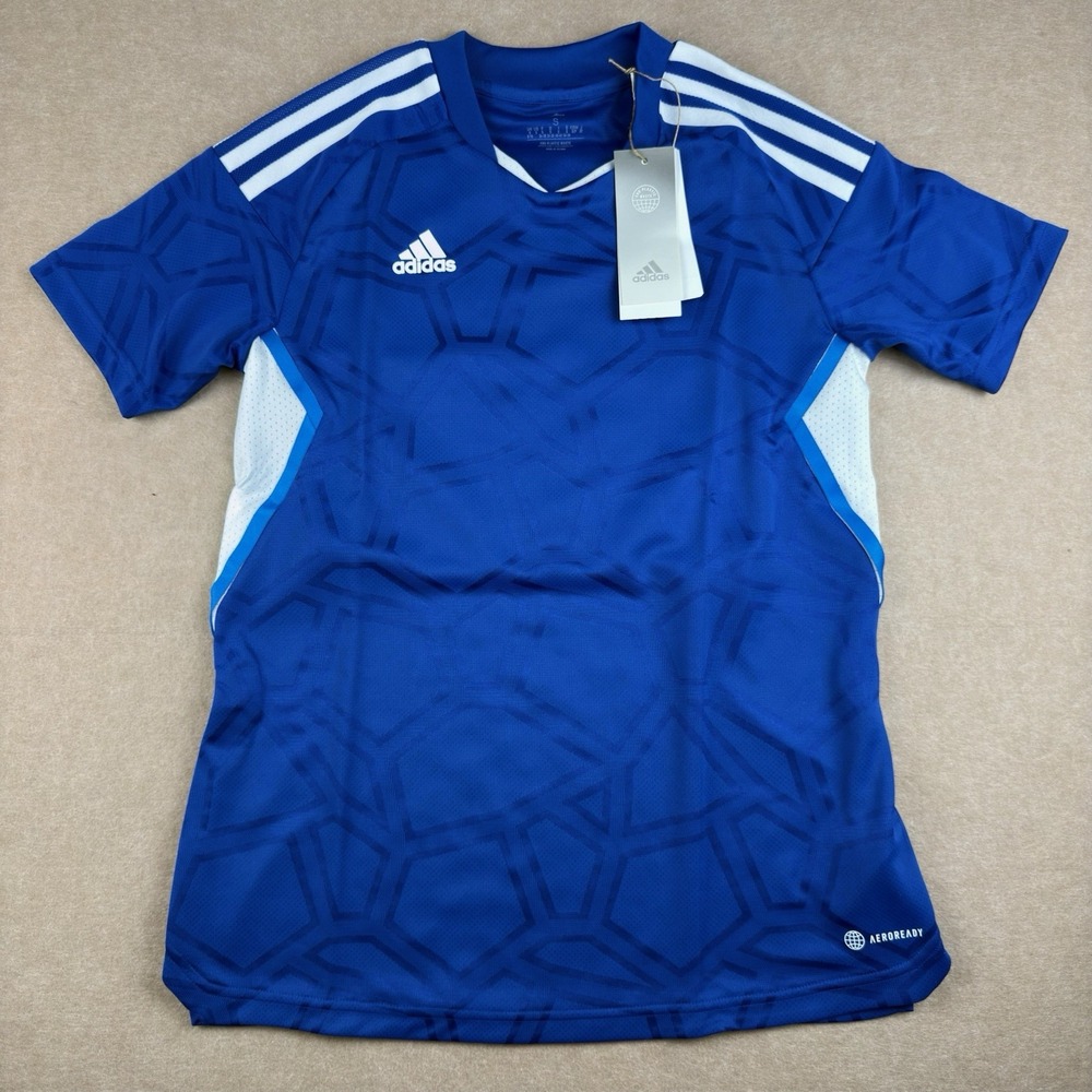 Adidas Aeroready‎ Jersey Shirt Small Blue Soccer Training Tee 3-Stripes VN Made